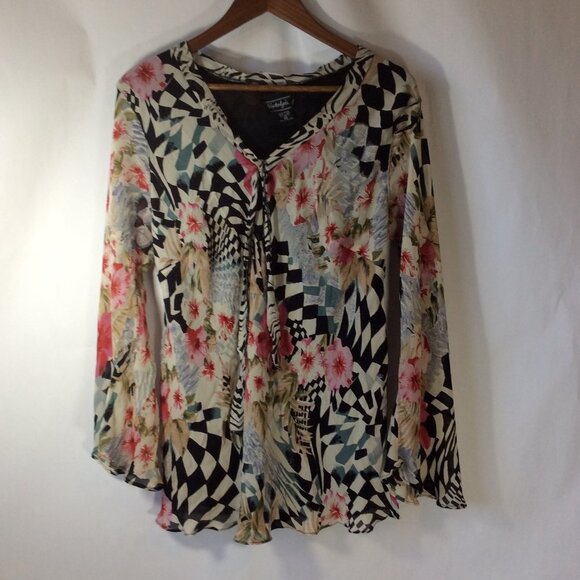 Nostalgia II Colorful Pull Over Blouse Size 2X - Picture 6 of 7
